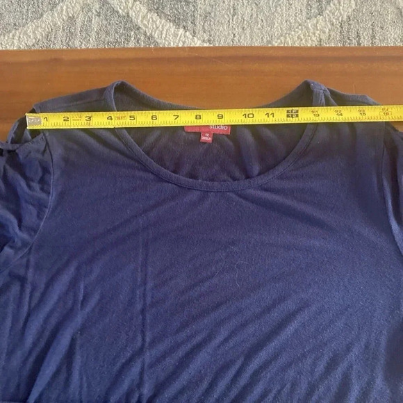 Downing Studio Ladies Pullover Dress Navy Blue Long Sleeve Crisscross Cutouts 1x - Picture 7 of 10